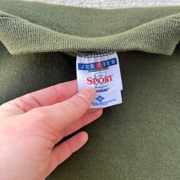 Vintage Army Green Blank Jerzees Sweatshirt Size XL - Picture 2 of 4